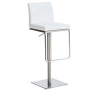 CLP Sgabello Bar Panama in Similpelle E Metallo I Sgabello Alto Girevole E Regolabile 58-82 CM I Sedia Cucina Moderna, Colore:Bianco, Colore del Telaio:Acciaio Inossidabile