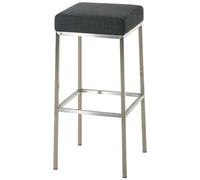CLP - Sgabello Bar Senza Schienale MONTREAL in Tessuto - Sgabello Bancone Imbottito in Acciaio Inox H85 cm I Sedia Bar con Poggiapiedi grigio scuro Te
