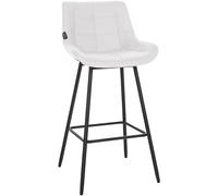 CLP Sgabello Bar Weston Con Motivo Trapuntato I Struttura In Metallo Con Poggiapiedi I Rivestimento In Velluto O Ecopelle, Colore:bianco, Materiale:Ecopelle