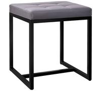 CLP Sgabello Barci I Sgabello Moderno | Sgabello Imbottito di Alta qualità con Struttura in Ferro Verniciato a Polvere Nero, Colore:Grigio, Materiale:Ecopelle