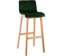 CLP Sgabello con Schienale Hover, Sgabello in Legno Natura Imbottito con Rivestimento in Velluto, Seduta 77 cm di Altezza, Colore:Verde