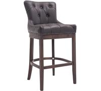 CLP Sgabello Cucina Chesterfield in Legno Lakewood Antico-Scuro I Sgabello Alto in Vera Pelle Alt. 74 CM, Colore:Marrone