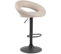 CLP Sgabello Cucina Rétro Moderno Olinda In Similpelle I Sedia Alta Bar Altezza Regolabile 60-81 CM, Colore:crema, Colore del telaio:nero