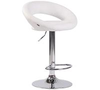 CLP Sgabello Cucina rétro Moderno Olinda in Similpelle I Sedia Alta Bar Altezza Regolabile 60-81 CM, Colore:Bianco, Colore del Telaio:Cromo