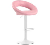 CLP Sgabello Cucina Rétro Moderno Olinda In Similpelle I Sedia Alta Bar Altezza Regolabile 60-81 CM, Colore:rosa, Colore del telaio:bianco
