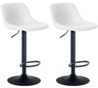 CLP Sgabello da bar 2er Loft I Set con 2 sgabelli da banco I Sedie con schienale, girevoli a 360° e regolabili in altezza I Per la cucina e il b, Colore:bianco, Materiale:Ecopelle