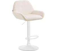 CLP Sgabello da Bar Braga Rivestimento in Velluto con Struttura in Metallo I Regolabile e Girevole a 360° I Sedia con poggiapiedi per Cucina, Colore:Crema, Colore del Telaio:Bianco