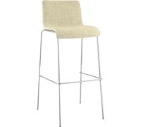 CLP Sgabello Bar Hover in Stoffa I Sgabello Alto Design 4 Gambe in Metallo I Sedia Sgabello Impilabile con Schienale, Colore:Crema, Colore del Telaio:Cromo
