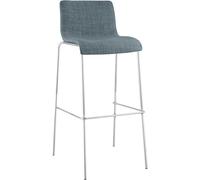 CLP Sgabello Bar Hover in Stoffa I Sgabello Alto Design 4 Gambe in Metallo I Sedia Sgabello Impilabile con Schienale, Colore:Blu, Colore del Telaio:Cromo
