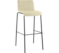 CLP Sgabello Bar Hover in Stoffa I Sgabello Alto Design 4 Gambe in Metallo I Sedia Sgabello Impilabile con Schienale, Colore:Crema, Colore del Telaio:Nero