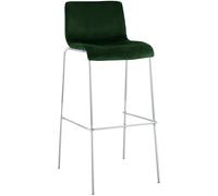 CLP Sgabello da Bar con Schienale Hover, Poltroncina Imbottita in Velluto, Sedia per Bancone con Struttura in Metallo Cromato, Fino a 150 kg, Colore:verde