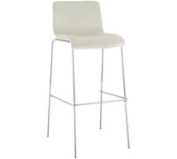 CLP Sgabello da Bar con Schienale Hover, Poltroncina Imbottita in Velluto, Sedia per Bancone con Struttura in Metallo Cromato, Fino a 150 kg Colore:crema