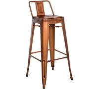 CLP Sgabello da Bar con Schienale in Stile Industriale Mason, con Schienale e Poggiapiedi, Sgabello da Bar con Schienale, Colore:rame