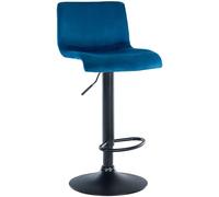 CLP Sgabello da Bar con Schienale Regolabile Hover, Poltroncina Imbottita con Rivestimento in Velluto, Sedia Girevole da Bancone in Metallo Colore:blu;Materiale base:Metallo nero opaco