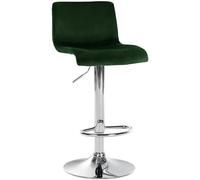 CLP Sgabello da Bar con Schienale Regolabile Hover, Poltroncina Imbottita con Rivestimento in Velluto, Sedia Girevole da Bancone in Metallo, Colore:Verde, Materiale Base:Metallo Effetto Cromato