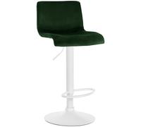 CLP Sgabello da Bar con Schienale Regolabile Hover, Poltroncina Imbottita con Rivestimento in Velluto, Sedia Girevole da Bancone in Metallo, Colore:Verde, Materiale Base:Metallo Bianco Opaco