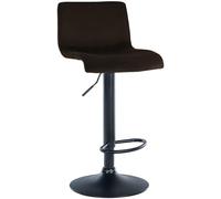 CLP Sgabello da Bar con Schienale Regolabile Hover, Poltroncina Imbottita con Rivestimento in Velluto, Sedia Girevole da Bancone in Metallo, Colore:Marrone, Materiale Base:Metallo Nero Opaco