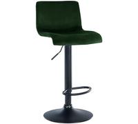 CLP Sgabello da Bar con Schienale Regolabile Hover, Poltroncina Imbottita con Rivestimento in Velluto, Sedia Girevole da Bancone in Metallo, Colore:Verde, Materiale Base:Metallo Nero Opaco
