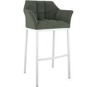 CLP Sgabello da Bar Damaso con Schienale, Sgabello da Bar Imbottito con Rivestimento in Corda, Sgabello da banco con Portata Fino a 240 kg, Colore:Verde, Colore del Telaio:Bianco