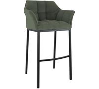 CLP Sgabello da Bar Damaso con Schienale, Sgabello da Bar Imbottito con Rivestimento in Corda, Sgabello da banco con Portata Fino a 240 kg, Colore:Verde, Colore del Telaio:Nero