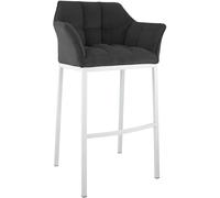 CLP Sgabello da Bar Damaso con Schienale, Sgabello da Bar Imbottito con Rivestimento in Corda, Sgabello da banco con Portata Fino a 240 kg, Colore:Grigio Scuro, Colore del Telaio:Bianco