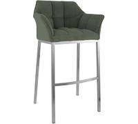 CLP Sgabello da Bar Damaso con Schienale, Sgabello da Bar Imbottito con Rivestimento in Corda, Sgabello da banco con Portata Fino a 240 kg, Colore:Verde, Colore del Telaio:Acciaio Inossidabile