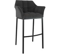 CLP Sgabello da Bar Damaso con Schienale, Sgabello da Bar Imbottito con Rivestimento in Corda, Sgabello da banco con Portata Fino a 240 kg, Colore:Grigio Scuro, Colore del Telaio:Nero