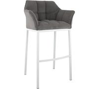 CLP Sgabello da Bar Damaso con Schienale, Sgabello da Bar Imbottito con Rivestimento in Corda, Sgabello da banco con Portata Fino a 240 kg, Colore:Grigio, Colore del Telaio:Bianco
