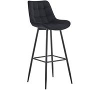 CLP Sgabello da Bar Dartford I Sgabello da Bar Imbottito I Sgabello da banco con Struttura in Metallo e Schienale, Colore:Nero, Materiale:Velluto