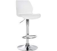 CLP Sgabello Da Bar Gilbert I Sgabello Da Banco Con Sedile Imbottito In Similpelle I Altezza Regolabile, Girevole Con Poggiapiedi E Schienale, Colore:bianco, Materiale:Plastica
