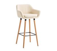 CLP Sgabello Bar Grant In Similpelle Sfoderabile I Sedia Alta Cucina Telaio In Legno Di Faggio I Sgabello Bancone, Colore:crema