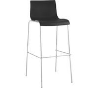CLP Sgabello da Bar Hover ergonomico, con schienale, poggiapiedi, struttura sedile in plastica facile da pulire fino a 150 kg di capacità | Colore nero Colore del telaio cromo