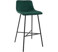CLP Sgabello da Bar Imbottito Altona, Sedia da Bar con Schienale e poggiapiedi, Sgabello Moderno per Cucina, con Struttura in Metallo Nero, Colore:Verde, Materiale:Velluto