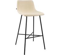 CLP Sgabello da Bar Imbottito Altona, Sedia da Bar con Schienale e poggiapiedi, Sgabello Moderno per Cucina, con Struttura in Metallo Nero, Colore:Crema, Materiale:Stoffa