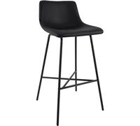 CLP Sgabello da Bar Imbottito Altona, Sedia da Bar con Schienale e poggiapiedi, Sgabello Moderno per Cucina, con Struttura in Metallo Nero, Colore:Nero, Materiale:Ecopelle