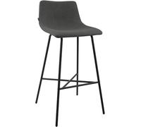 CLP Sgabello da Bar Imbottito Altona, Sedia da Bar con Schienale e poggiapiedi, Sgabello Moderno per Cucina, con Struttura in Metallo Nero, Colore:Grigio Scuro, Materiale:Stoffa