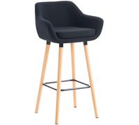 CLP Sgabello Bar Grant In Stoffa Sfoderabile I Sedia Alta Cucina Telaio In Legno Di Faggio I Sgabello Bancone, Colore:nero