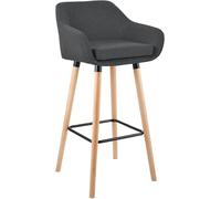 CLP Sgabello Bar Grant in Stoffa Sfoderabile I Sedia Alta Cucina Telaio in Legno di Faggio I Sgabello Bancone, Colore:Grigio Scuro