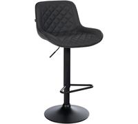 CLP Sgabello da bar Kasson | struttura in metallo | Sgabello da banco regolabile in altezza e girevole a 360°, Colore:nero, Materiale:Ecopelle