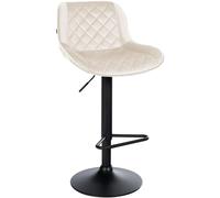 CLP Sgabello da bar Kasson | struttura in metallo | Sgabello da banco regolabile in altezza e girevole a 360°, Colore:crema, Materiale:Velluto