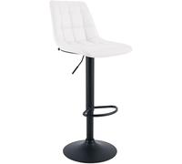CLP Sgabello da Bar Mapun, Sgabello Regolabile in Altezza e Girevole a 360 Gradi, Imbottito, con Struttura in Metallo per Cucina, bancone, Colore:Bianco, Materiale:Ecopelle