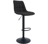 CLP Sgabello da Bar Mapun, Sgabello Regolabile in Altezza e Girevole a 360 Gradi, Imbottito, con Struttura in Metallo per Cucina, bancone, Colore:Nero, Materiale:Stoffa