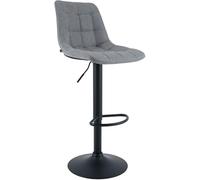 CLP Sgabello da Bar Mapun, Sgabello Regolabile in Altezza e Girevole a 360 Gradi, Imbottito, con Struttura in Metallo per Cucina, bancone, Colore:Grigio, Materiale:Stoffa