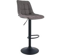 CLP Sgabello da Bar Mapun, Sgabello Regolabile in Altezza e Girevole a 360 Gradi, Imbottito, con Struttura in Metallo per Cucina, bancone, Colore:Grigio Scuro, Materiale:Stoffa