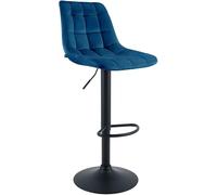 CLP Sgabello da Bar Mapun, Sgabello Regolabile in Altezza e Girevole a 360 Gradi, Imbottito, con Struttura in Metallo per Cucina, bancone, Colore:Blu, Materiale:Velluto