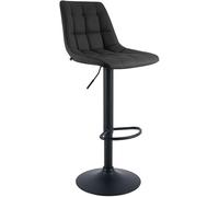 CLP Sgabello da Bar Mapun, Sgabello Regolabile in Altezza e Girevole a 360 Gradi, Imbottito, con Struttura in Metallo per Cucina, bancone, Colore:Nero, Materiale:Ecopelle