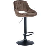 CLP Sgabello da bar Milet regolabile in altezza con schienale, imbottito in velluto, sedia da bancone girevole con struttura in metallo, Colore:marrone, Colore del telaio:nero