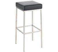 CLP Sgabello da Bar Montreal I Sgabello da Bar Imbottito con Rivestimento in Finta Pelle I Sgabello da banco con Struttura in Metallo, Colore:Nero, Colore del Telaio:Acciaio Inossidabile