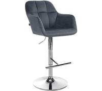 CLP Sgabello Da Bar Natoma Velvet I Girevole A 360°, Struttura In Metallo Regolabile In Altezza Con Poggiapiedi I Sgabello Da Banco, Colore:grigio scuro, Materiale base:Metallo effetto cromato