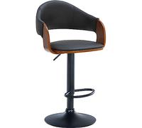 CLP Sgabello da Bar Nilse in Finta Pelle I Sedia da banco con scocca in Legno I Struttura in Metallo Regolabile in Altezza con poggiapiedi, Colore:Noce/Nero, Colore del Telaio:Nero
